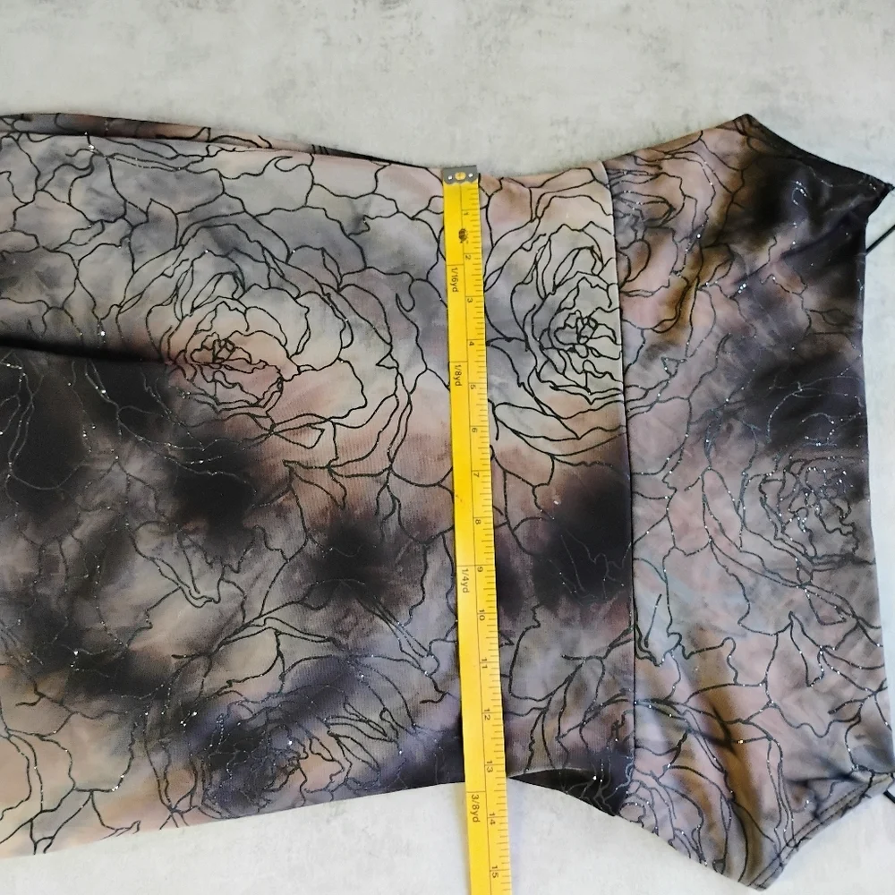 Y2K M Studio Cowl Neck Dress Fairy Grunge Floral Glittery Brown Black Size Med‎ - Picture 12 of 13